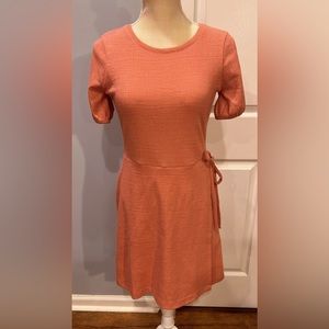 👗Madewell Crosshatch Puff-Sleeve Faux-Wrap Mini Dress